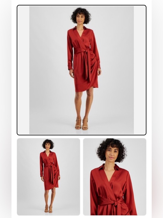 Tahari ASL Dresses & Skirts - TAHARI ASL BRICK Short Shirtdress Wrap Shirt Dress Size 4 $149